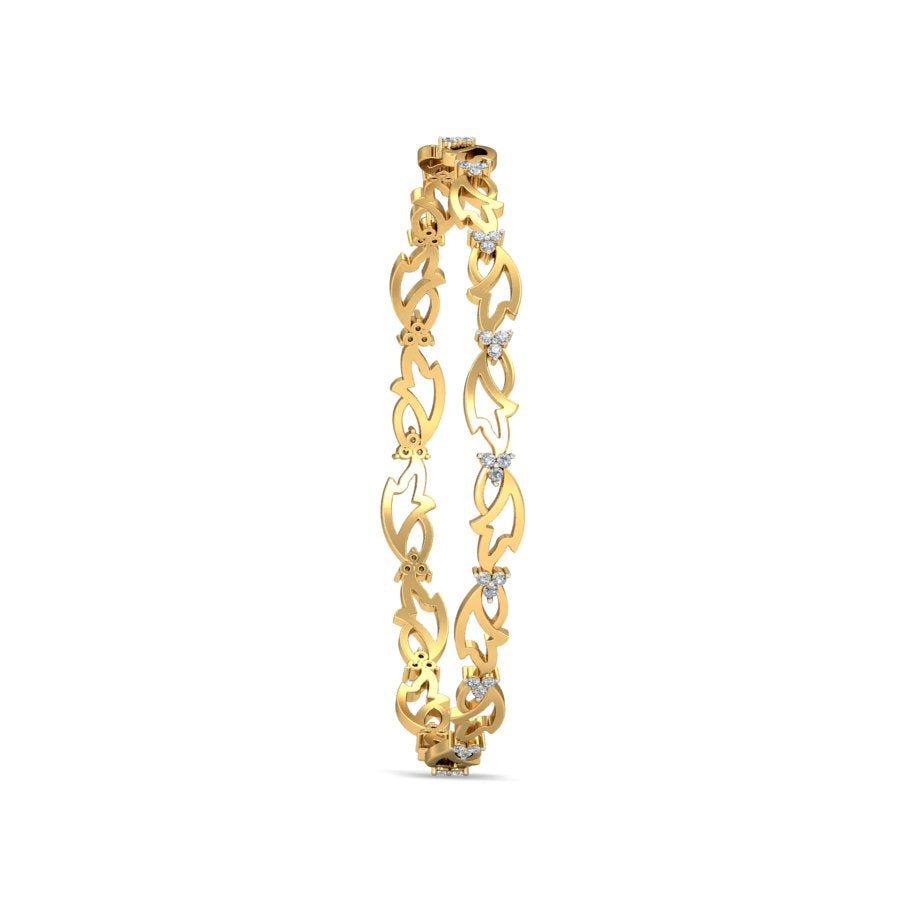 0.48Ct Natural Diamond Bangle in Yellow Gold | SolitaireKart